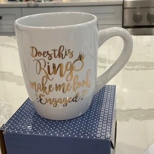 White and Gold Ceramic Mug Perfect For Engagement